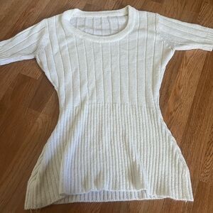 Women's Cream Ribbed Knit Sweater Top